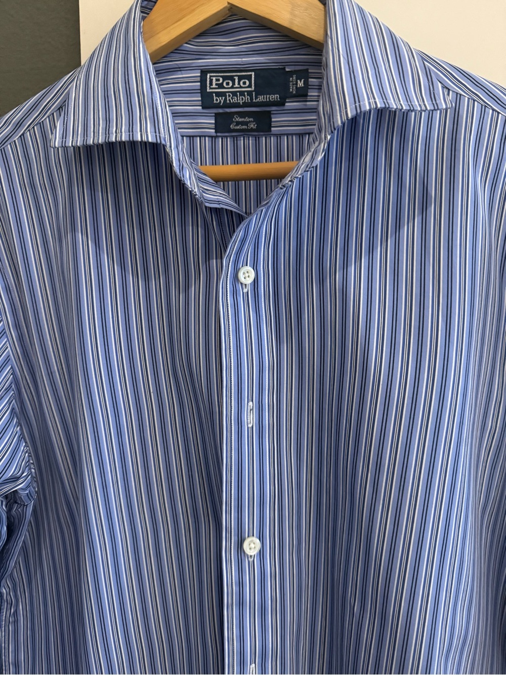 Ralph Lauren Blue and White Striped Men’s Dress Shirt